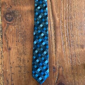 New Hardy Amies London Men's Necktie Teal Blue 100% Silk Made in Germany